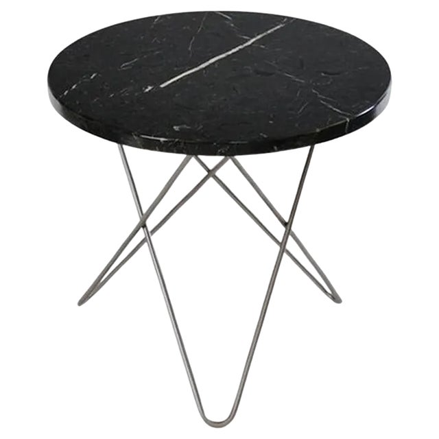 Black Marquina Marble and Steel Mini O Table by OxDenmarq For Sale