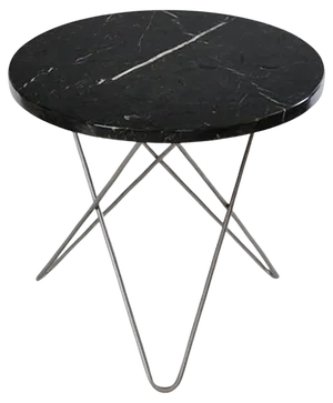 Black Marquina Marble and Steel Mini O Table by OxDenmarq
