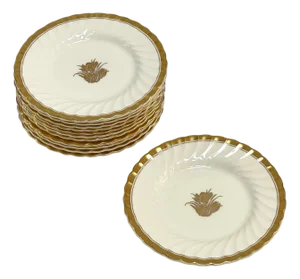 Set of 12 Mintons ‚ÄòGold Crocus‚Äô Bread or Dessert Plates, 6"