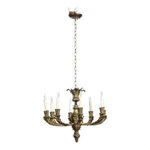 Mid 20th Century Bronze Monster-Face Chandelier