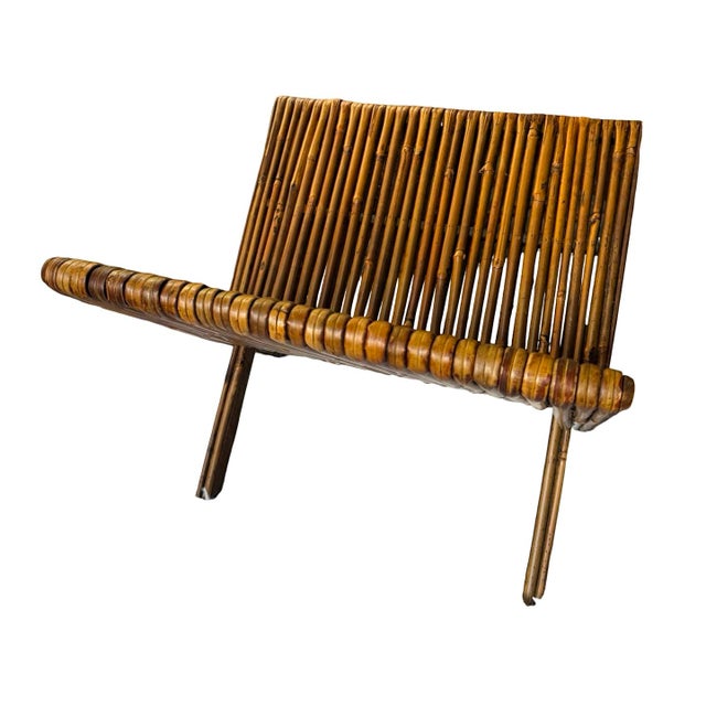 1950s Vintage Bamboo Folding X-Style Magazine Rack or Book Holder For Sale - Image 5 of 6