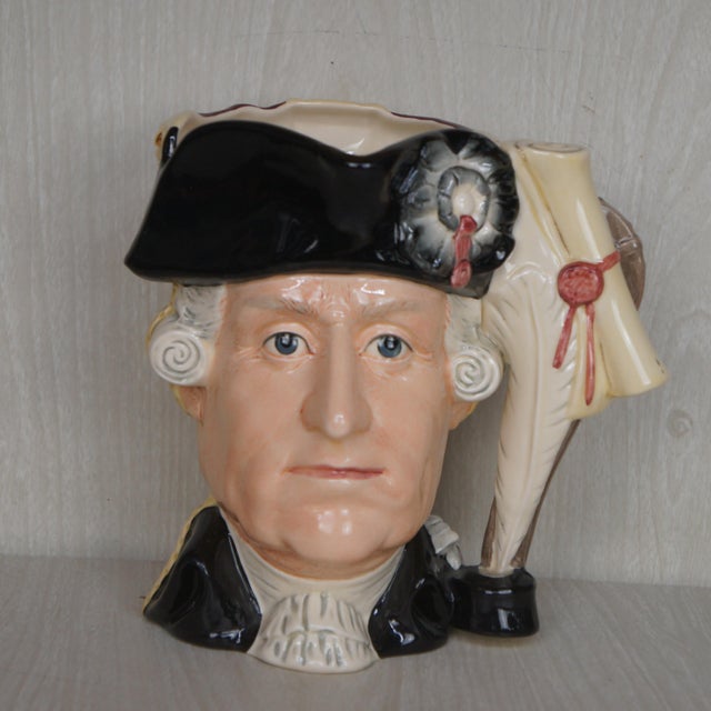 1980s 1980s English Signed Royal Doulton George Washington & King George III Toby Character Jug For Sale - Image 5 of 16