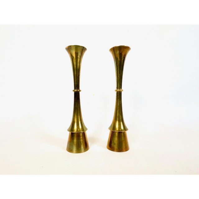 Goldenrod Mid-Century Modern Brass Candlestick attributed to Jens Quistgaard, 1970s, Set of 2 For Sale - Image 8 of 8