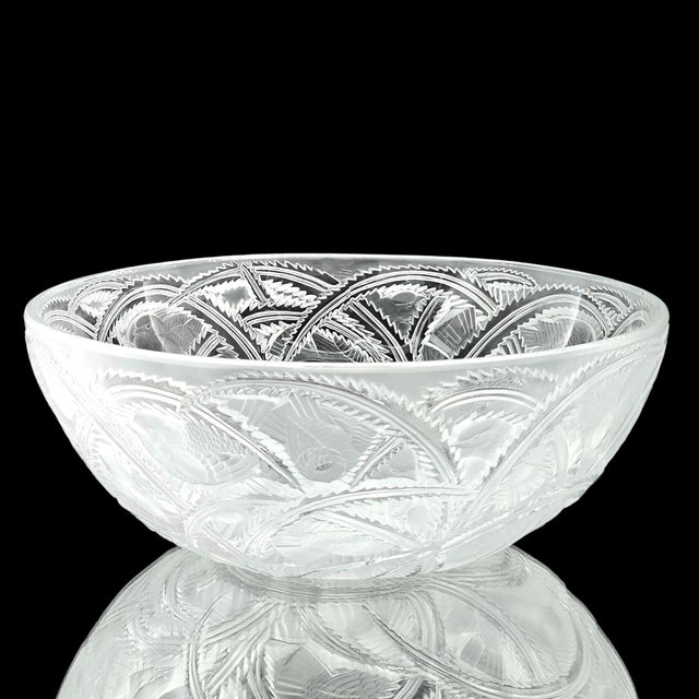 Lalique France Pinsons Crystal Centerpiece Bowl With Frosted Finches 9.125" For Sale - Image 12 of 18