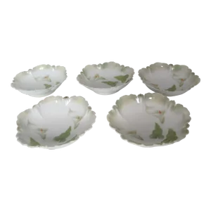 Early 20th Century Rs Germany Porcelain Calla Lily Dessert Bowls- Set of 5