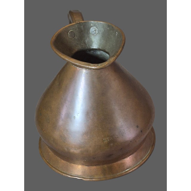Antique Victorian English Tavern Copper Measuring Harvest Jug Marked Quart For Sale - Image 12 of 13