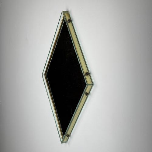 Large Diamond-Shaped Wall Mirror attributed to Luigi Brusotti for Fontana Arte, 1950s For Sale - Image 3 of 13