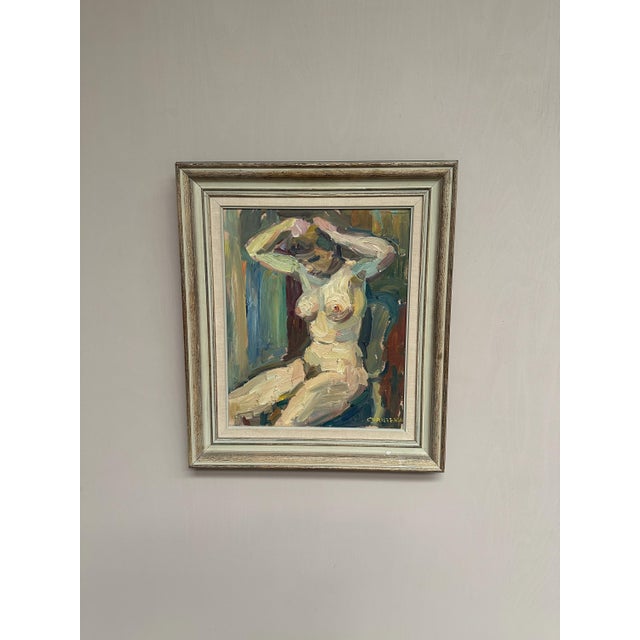 Gunnar Christenson, Nude Figurative Composition, 1950s, Oil Painting on Panel, Framed For Sale - Image 11 of 17