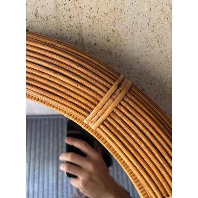 Mid-Century Modern Vintage Pencil Reed Arched Wall Mirror in the Style of Vivai Del Sud For Sale - Image 3 of 6