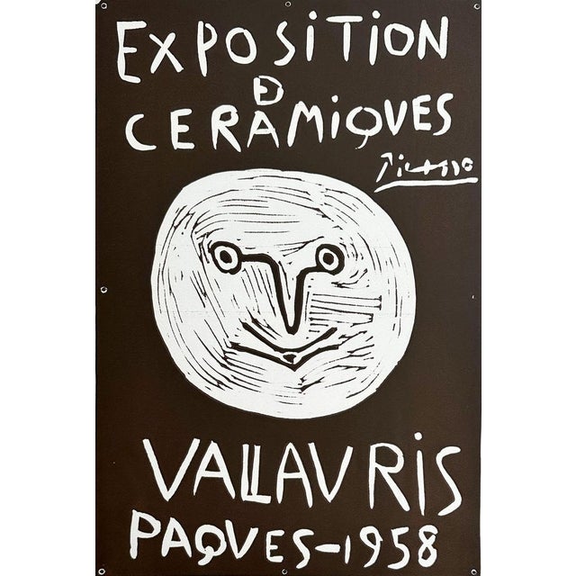 Pablo PICASSO Smiling Face (exhibition and ceramics - Vallauris 1958) Original linocut, 1958 Signed in red pencil by the...