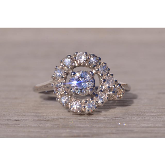 The Hol: Hollywood Glam Era Natural Diamond Engagement Ring in White Gold For Sale - Image 9 of 11