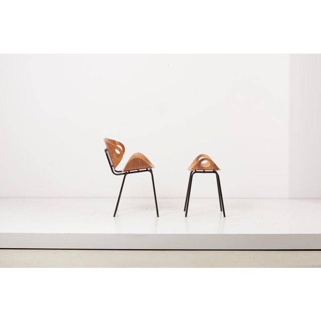 Olof Kettunen chair and stool for Merivaara, Finland 1950s. The measurements given apply to the chair. The stool measures...