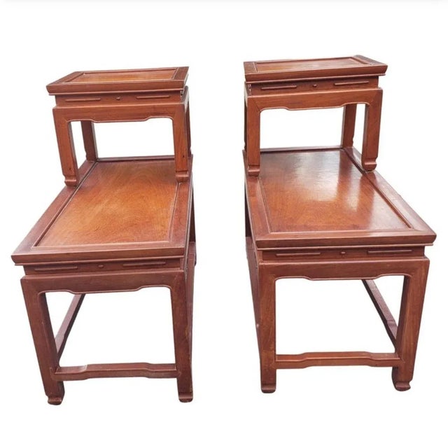 Brown A Pair of George Zee Two Tier Rosewood Side Tables, Circa 1960s For Sale - Image 8 of 8