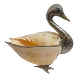 Italian Large Seashell & Silver Plate Swan by Gabriella Binazzi. For Sale