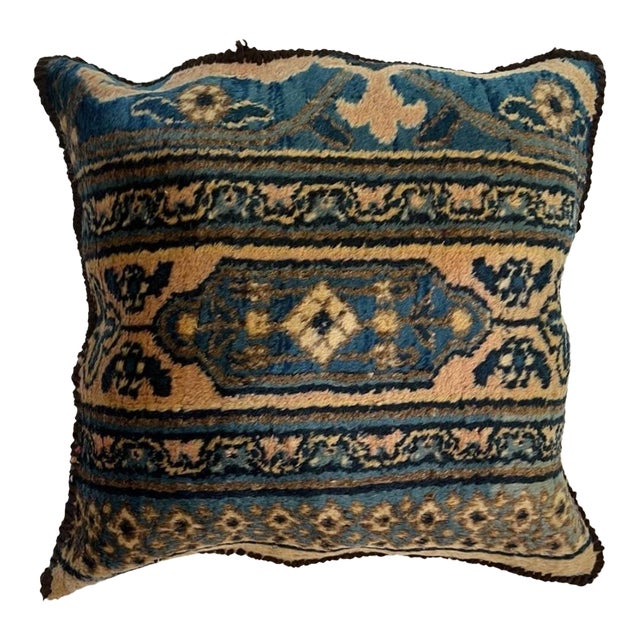 Pillow W/Antique Persian Rug , 1'4 X 1'4 For Sale