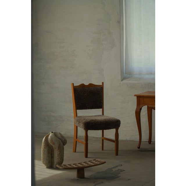 Vintage Danish Modern Dining Chairs in Oak and Lambswool by Henning Kjærnulf, 1960s, Set of 8 For Sale - Image 17 of 18