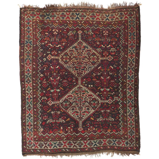 Late 19th Century Antique Persian Shiraz Rug, 05'06 X 06'07 For Sale - Image 9 of 9