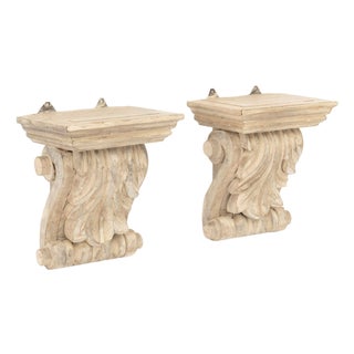 Neoclassical Carved Wood Wall Brackets, Pair For Sale