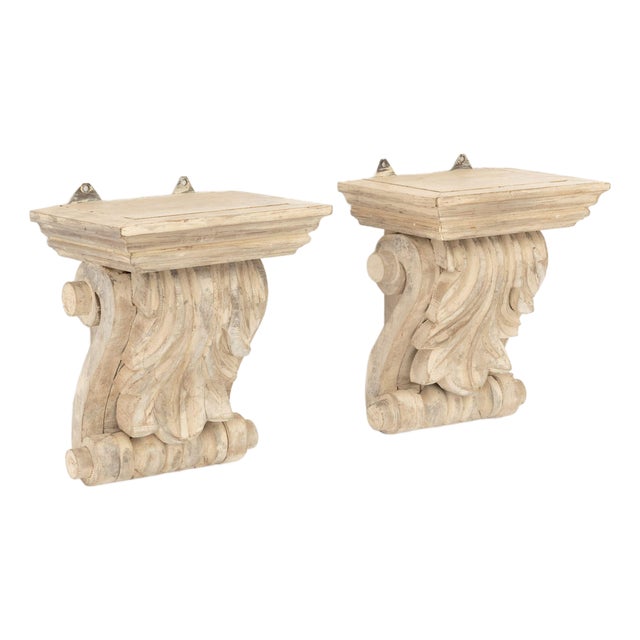 Neoclassical Carved Wood Wall Brackets, Pair For Sale