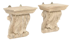 Neoclassical Carved Wood Wall Brackets, Pair