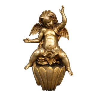 Italian Giltwood Cherub Wall Pocket For Sale