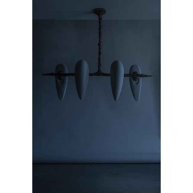 Lv-426 horizontal pendant in patinated cast bronze by william guillon hand sculpted, dated and signed dimensions: l 152 x...