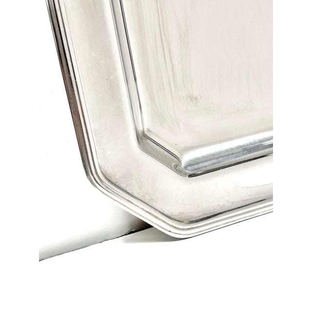 Italian Modernist Stainless Steel Tray – Georgian House Octagonal Serving Tray, Minimalist Bar Cart or Coffee Table Decor For Sale - Image 4 of 12