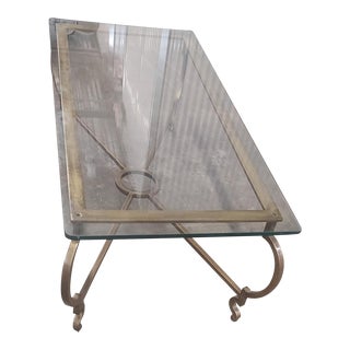 1960s Solid Brass Coffee Table With Separate Glass Top For Sale