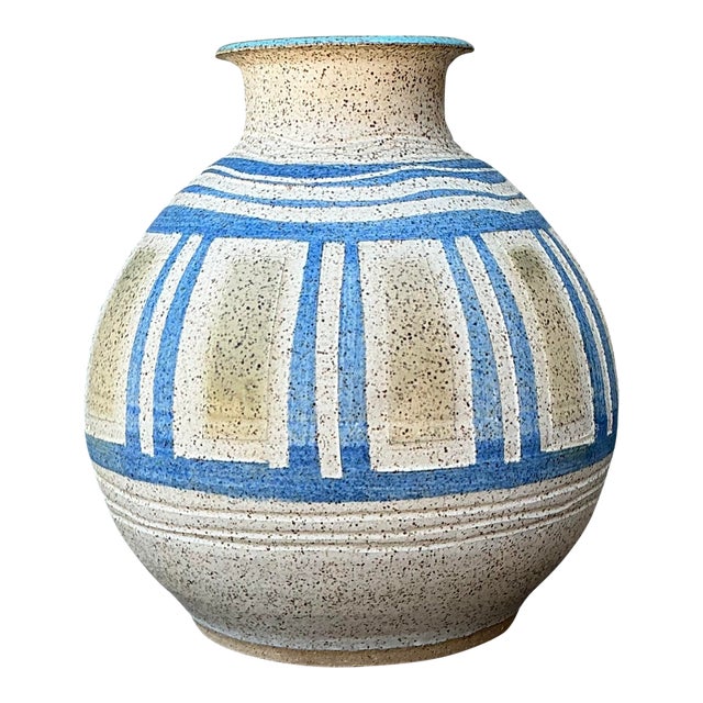 Vintage Hand Painted Original Studio Pottery Vase For Sale