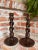 Pair Set Antique English Oak Open Barley Twist Candlesticks Candle Holder Brass For Sale - Image 4 of 12