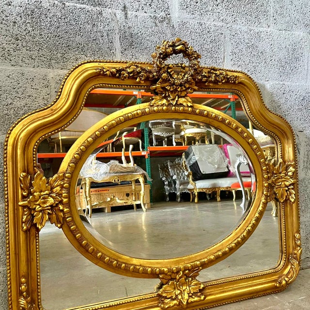 Baroque Style Vintage Gold Wall Mirror For Sale - Image 4 of 7