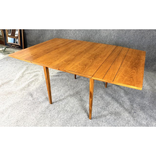 Lane Furniture Mid-Century Modern Lane Tuxedo Bowtie-Inlaid Drop Leaf Dining Table For Sale - Image 4 of 15
