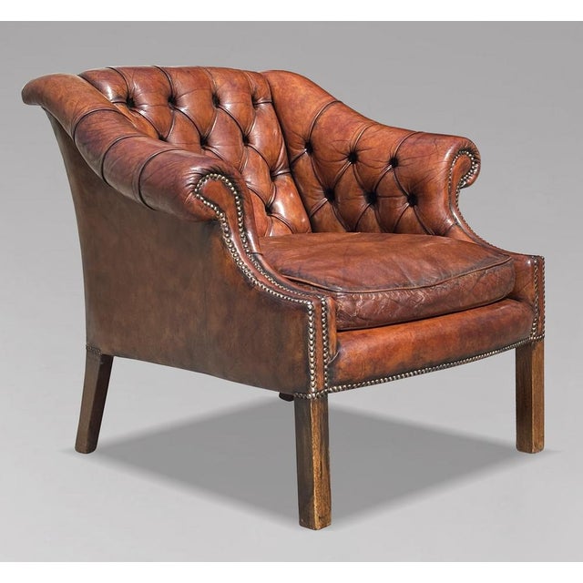 Antique Club Chair in Brown Leather, 1880 For Sale - Image 11 of 11