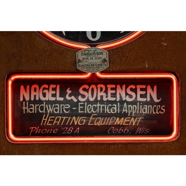 Vintage Telechron Neon Advertising Clock For Sale - Image 10 of 11