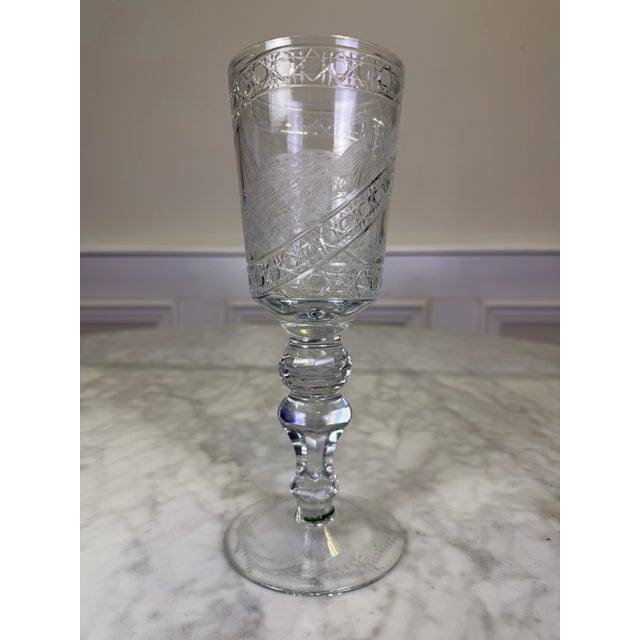 A stunning masterpiece of modern Russian glass artistry, this hand-carved lead crystal goblet was produced by the...