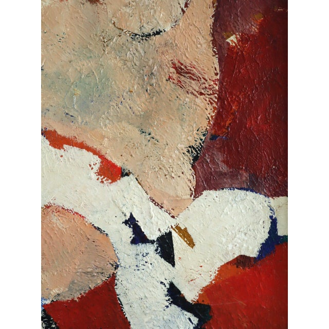 Mid-Century Modern 'Reclining Figure in Red' Abstract Figurative Oil Painting by Swedish Artist Hans Osswald (1919-1983), Framed For Sale - Image 12 of 13