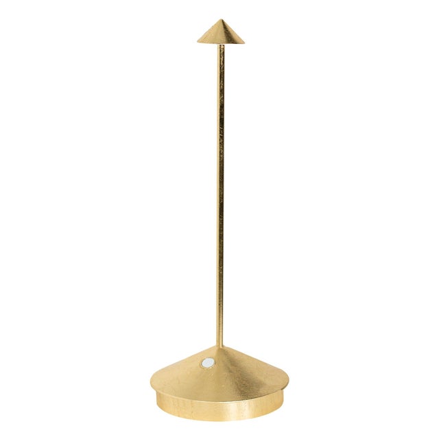 Zafferano Pina Pro Rechargeable Indoor/Outdoor Cordless Table Lamp, Gold Leaf For Sale In New York - Image 6 of 6
