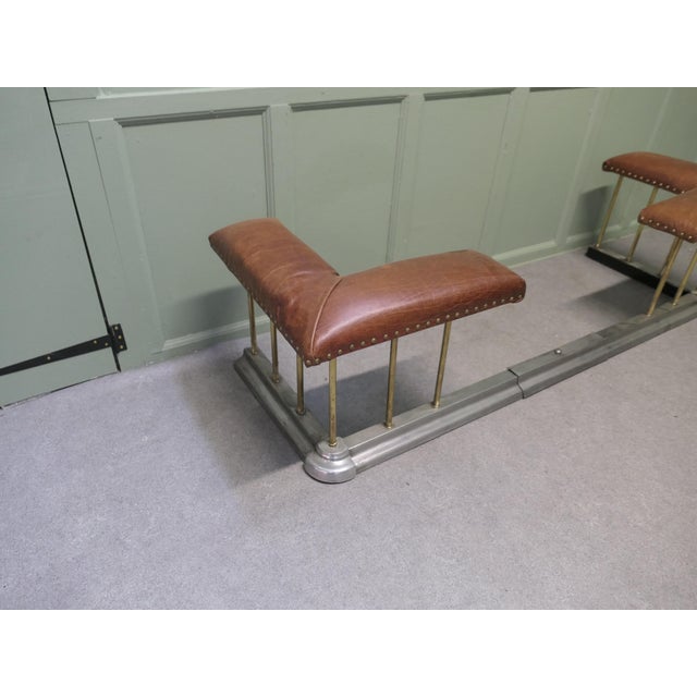 Art Deco Extending Steel and Leather Club Fender, 1920 For Sale - Image 6 of 8