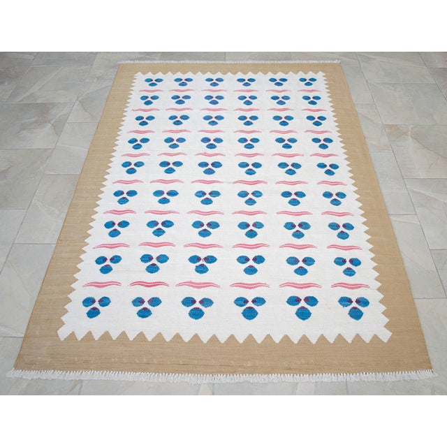 Turkish Silk Rug Kilim Hand Woven Chintemani Motif Oushak Area Rug - 4′4″ × 6′3″ For Sale - Image 15 of 18