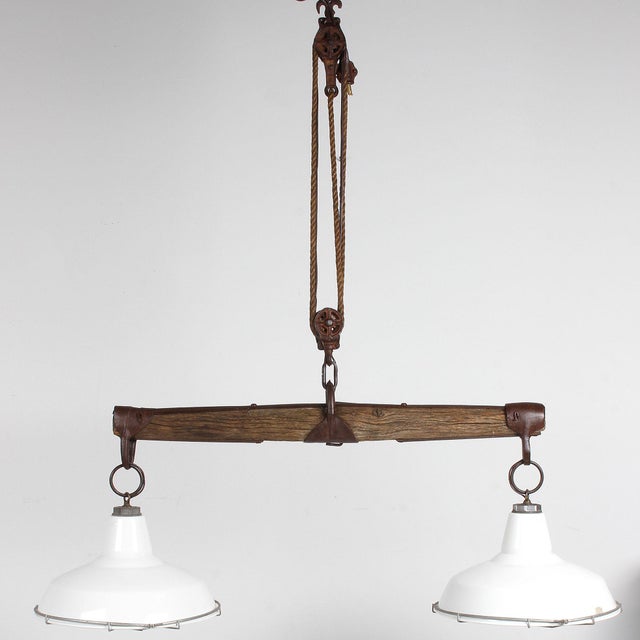 Vintage Industrial Pendants on Yoke Light Fixture Chairish