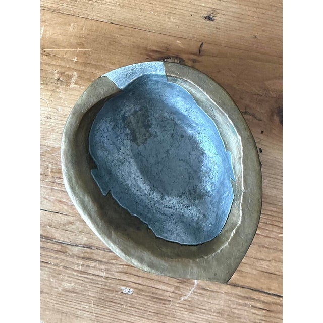 Late 20th Century Vintage Brass and Pewter Walnut Bowl For Sale - Image 5 of 12