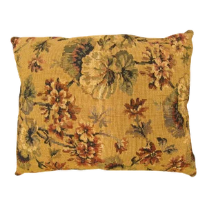 1910 Decorative Antique Jacquard Tapestry Pillow with Floral Elements Allover