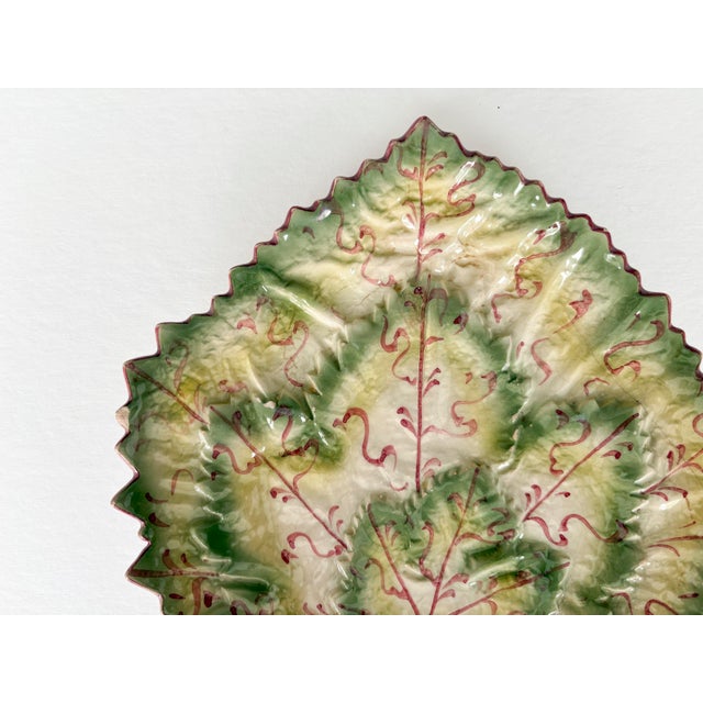 Faianças Belo Portugal Majolica Geranium Leaf Dishes, Set of 3 For Sale - Image 9 of 18