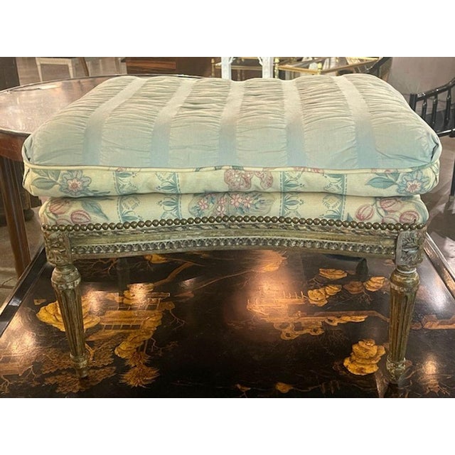 19th C. French Louis XVI Giltwood Ottoman For Sale - Image 9 of 10