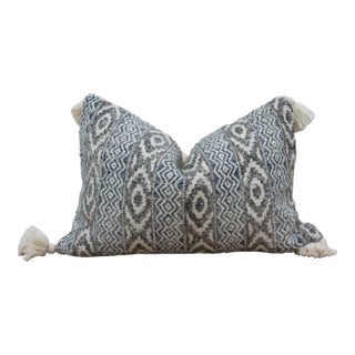 Ajarkh Blue Nomadic Moroccan Lumbar Pillow For Sale