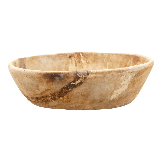 Antique French Bleached Wood Bowl For Sale