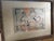 Funky and graceful, this original work features two abstract female figures. It appears to be oil pastel or possibly paint...