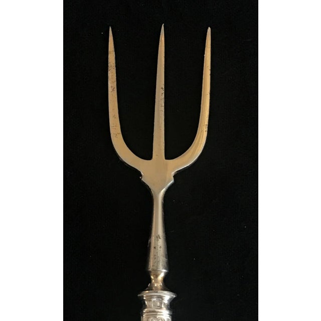 19th Century Antique British Silver Bread Fork or Serving Fork For Sale - Image 5 of 7