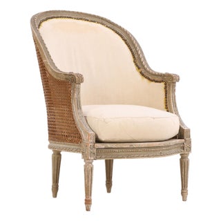 A French Louis XVI Style Painted Bergere Chair, C. 1880. For Sale