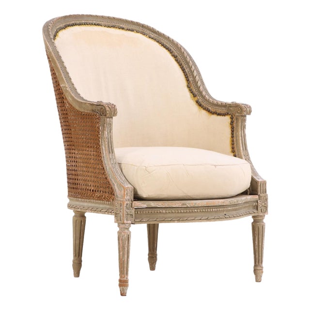 A French Louis XVI Style Painted Bergere Chair, C. 1880. For Sale